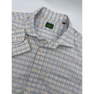Sid Mashburn Shirt Mens 15 /34 Long‎ Sleeve Button-Up Collared Plaid Orange/Blue